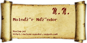 Molnár Nándor névjegykártya
